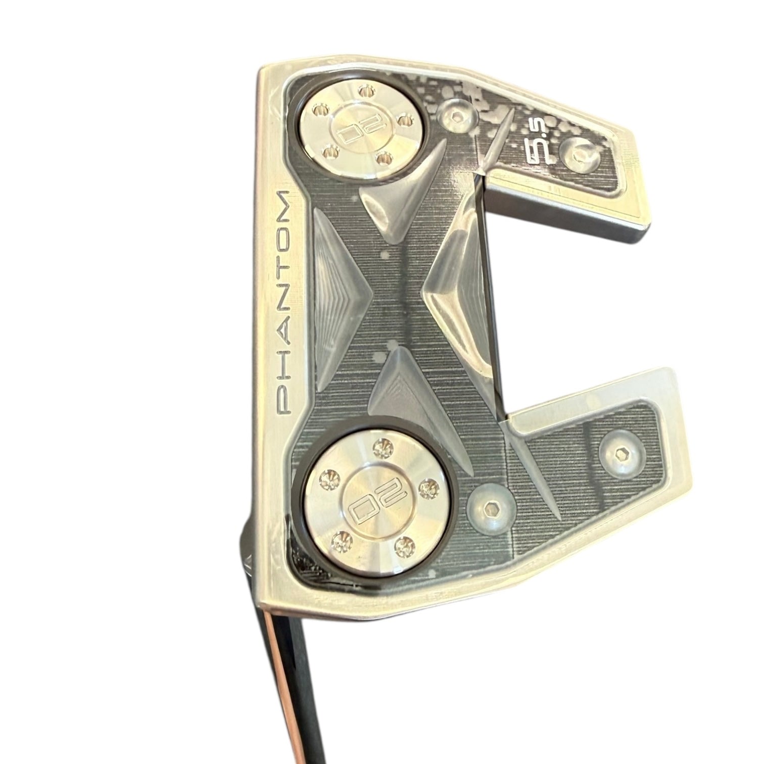 Golf putter head with 'Phantom' branding on a white background