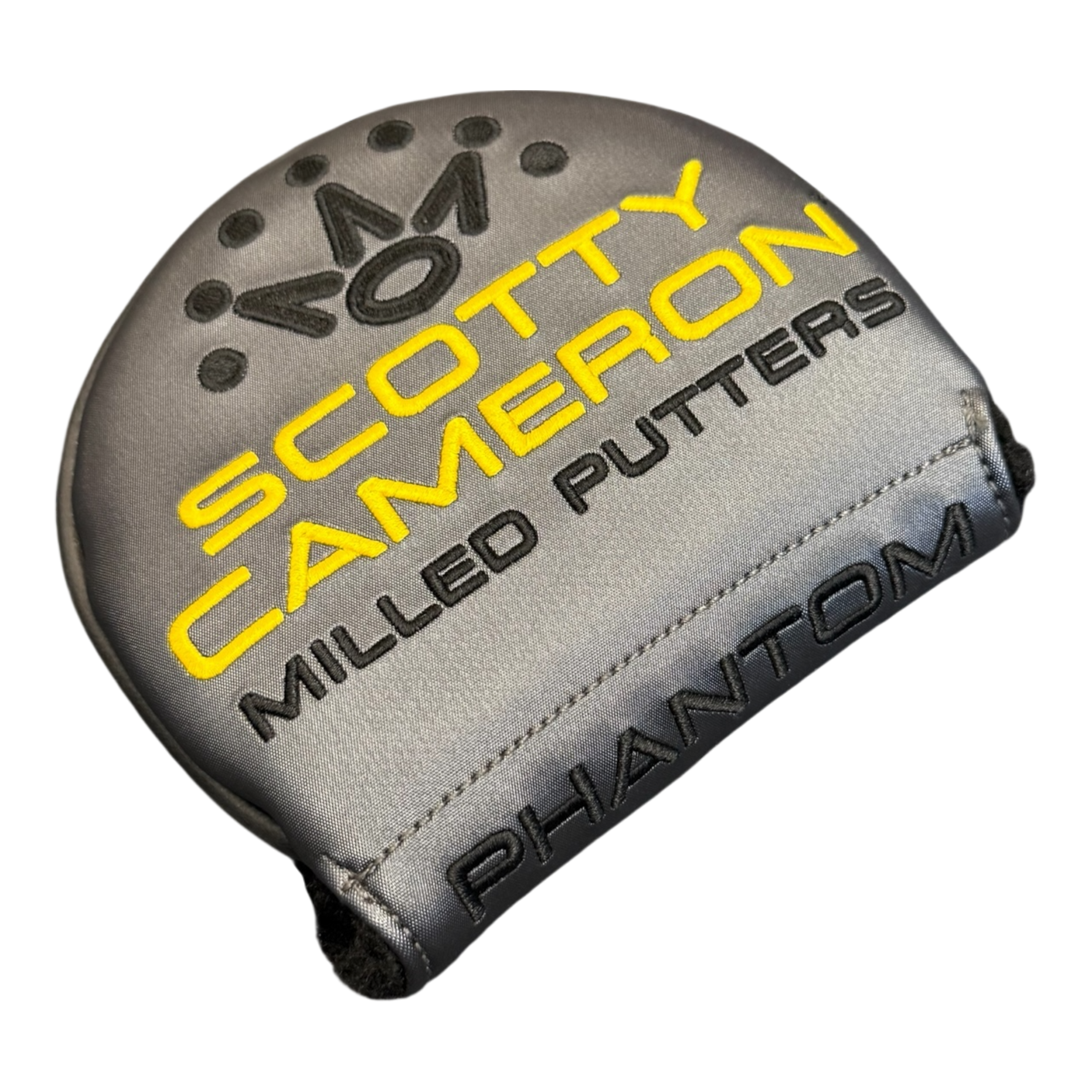Scotty Cameron putter head cover with branding on a white background