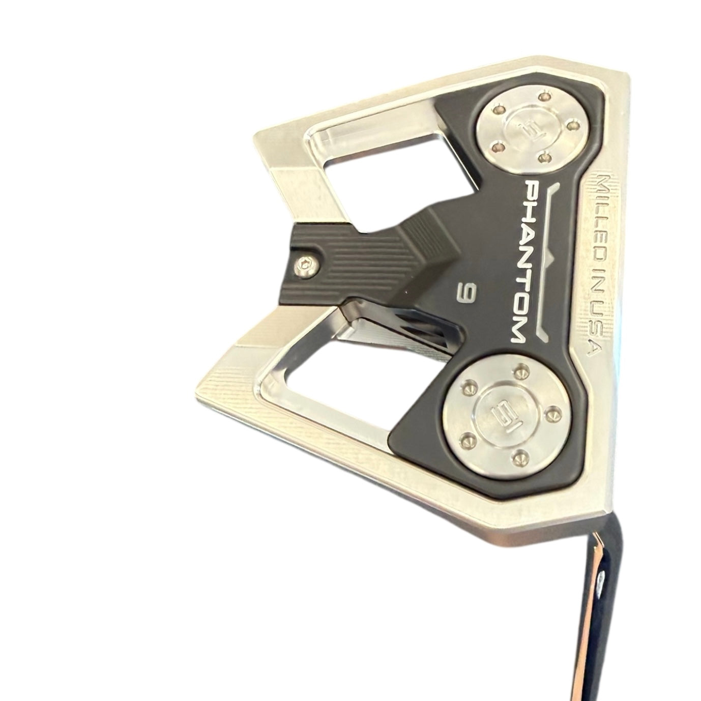 Golf putter head with 'Phantom' branding on a white background