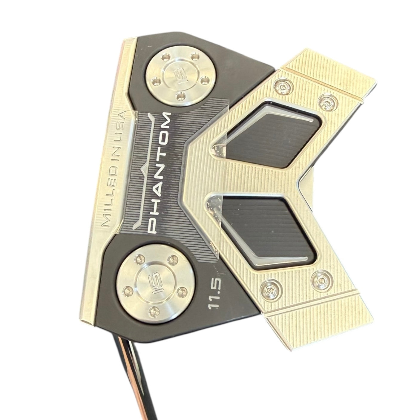 Golf putter head with 'Phantom' branding on a white background