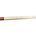 Golf club shaft with red and beige design on a white background